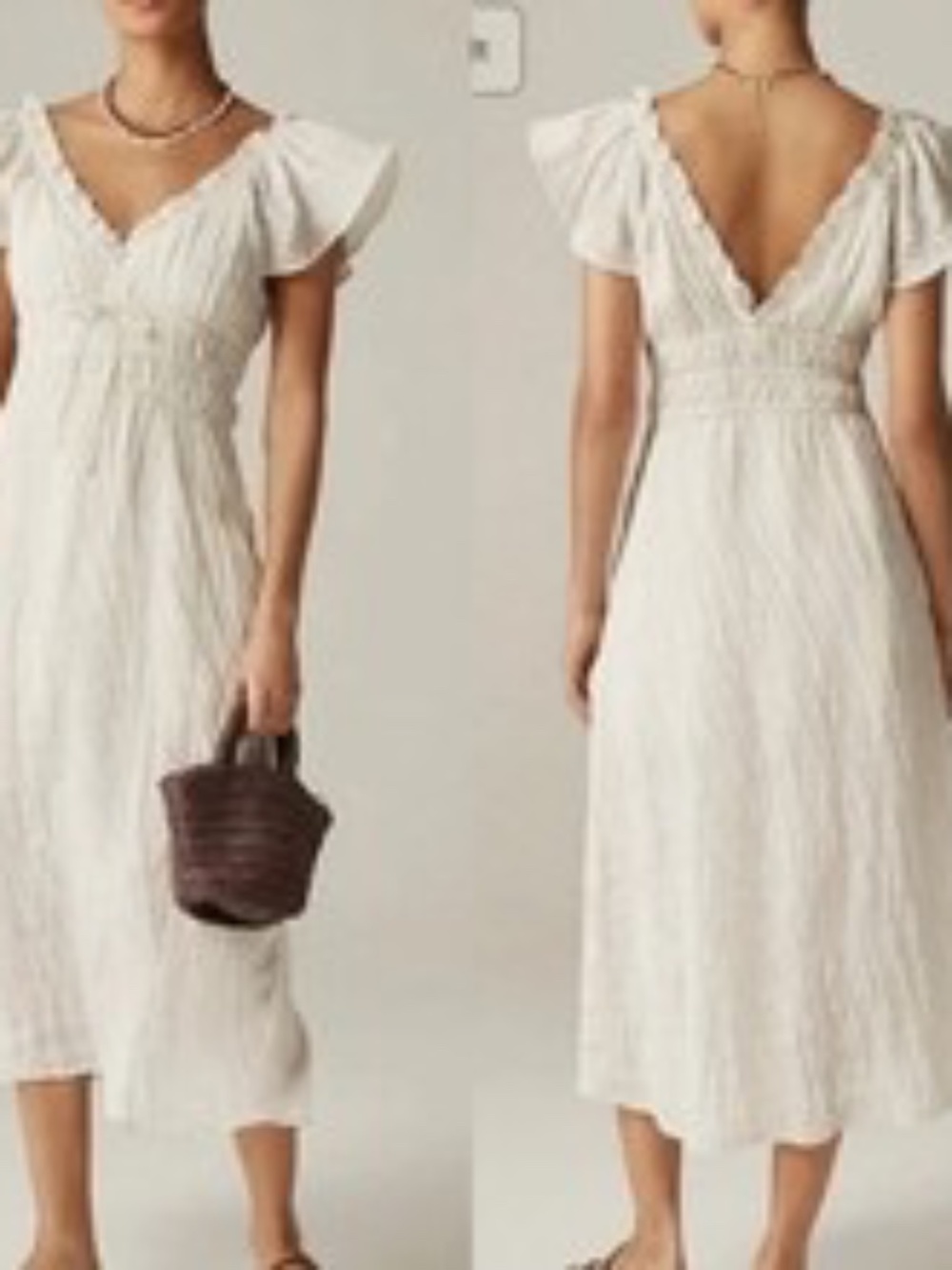 J.Crew Palermo viscose-blend crinkle Midi Dress Natural M